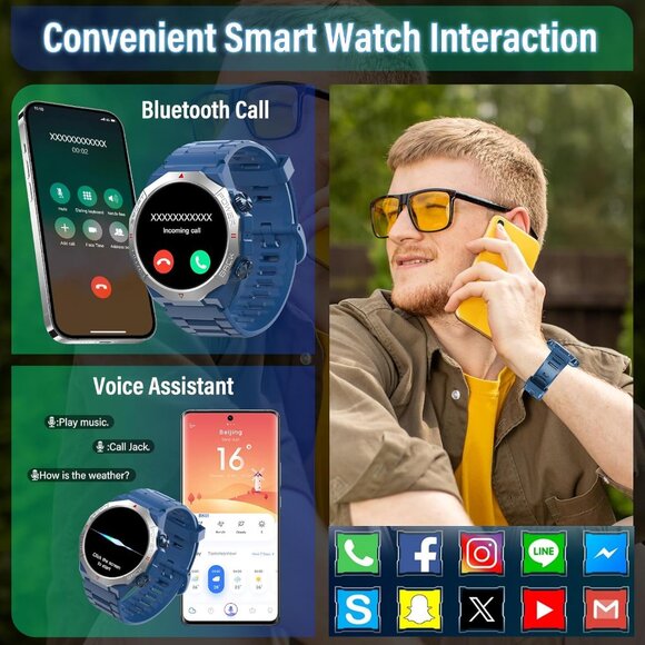⚡Military Smart Watch for Men (Answer/Make Calls), 1.39" HD Touchscreen Fitness - Picture 3 of 7